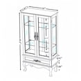 thumbnail image 4 of Retro Glass Storage Cabinet, Curio Display Cabinet with Lighted, Adjustable Glass Shelves and 1 Drawer, Glass Display Cabinet for Living Room, Bedroom, Dining Room, Offices, OAK, 4 of 9