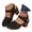 Black, variant on Women Hook Loop Embroidery Hollow Out Platform Sandals Square Heel Beach Shoes Spring Summer Solid Color