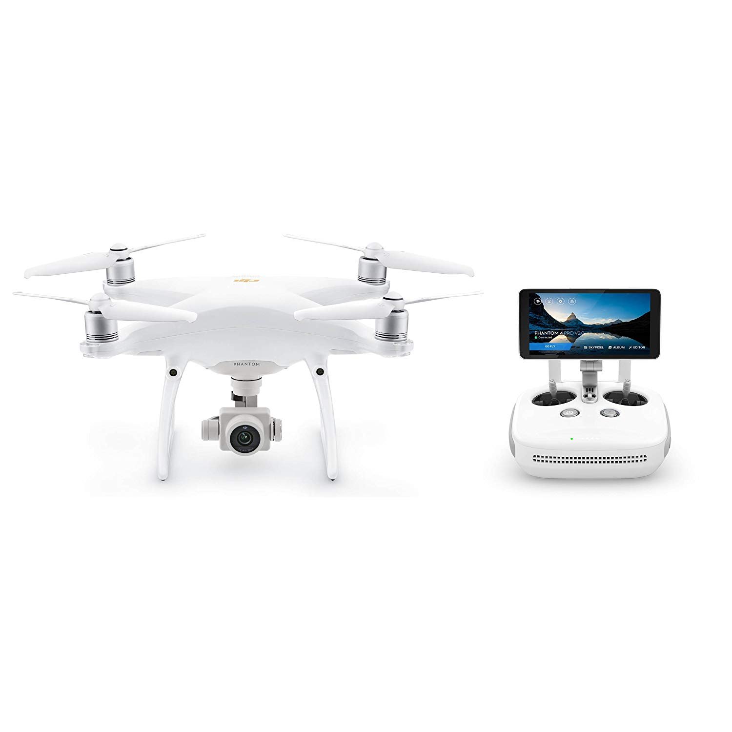 dji phantom 4 pro plus (pro+)quadcopter drone with 1-inch 20mp 4k camera kit with built in monitor + 3 total dji batteries + 2 64gb micro sd cards + reader + guards + range extender + charging hub - image 5 of 5