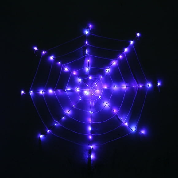 Luces de tela de araña de Halloween de 12 pies 120LED Luces de tela de araña decorativas moradas Luc TOMSHOO Morado