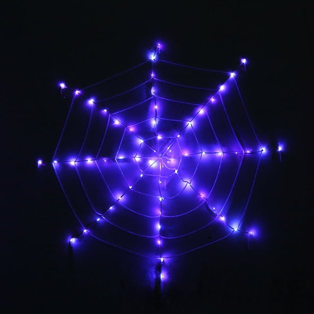 Luces de tela de araña de Halloween de 12 pies 120LED Luces de tela de araña decorativas moradas Luc TOMSHOO Morado