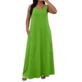 thumbnail image 2 of NTACZA Shift Summer Dresses for Women 2026 Plus Size Solid Maxi Crew Neck Loose Green, 2 of 6