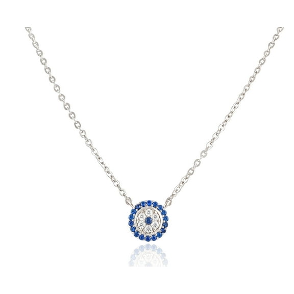 SilverCloseOut Sterling Silver Women's Dainty Evil Eye Charm Necklace