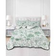 thumbnail image 3 of Green Botanical Queen Size Down Alternative Comforter, Lightweight Comforter Quilt Bedding Set with Pillow Shams Watercolor Spring Floral Summer All Seasons Bed Comforter Duvet Insert 90"x96", 3 of 7