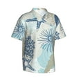 thumbnail image 2 of Balery Algae Corals and Seashells Print Men's Hawaiian Shirts Short Sleeve Beach Shirt Relaxed Fit Vacation Button Down Shirts-Small, 2 of 9
