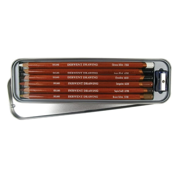 Lápices de Dibujo Derwent blandos lata metálica 6 Unidades multicolor