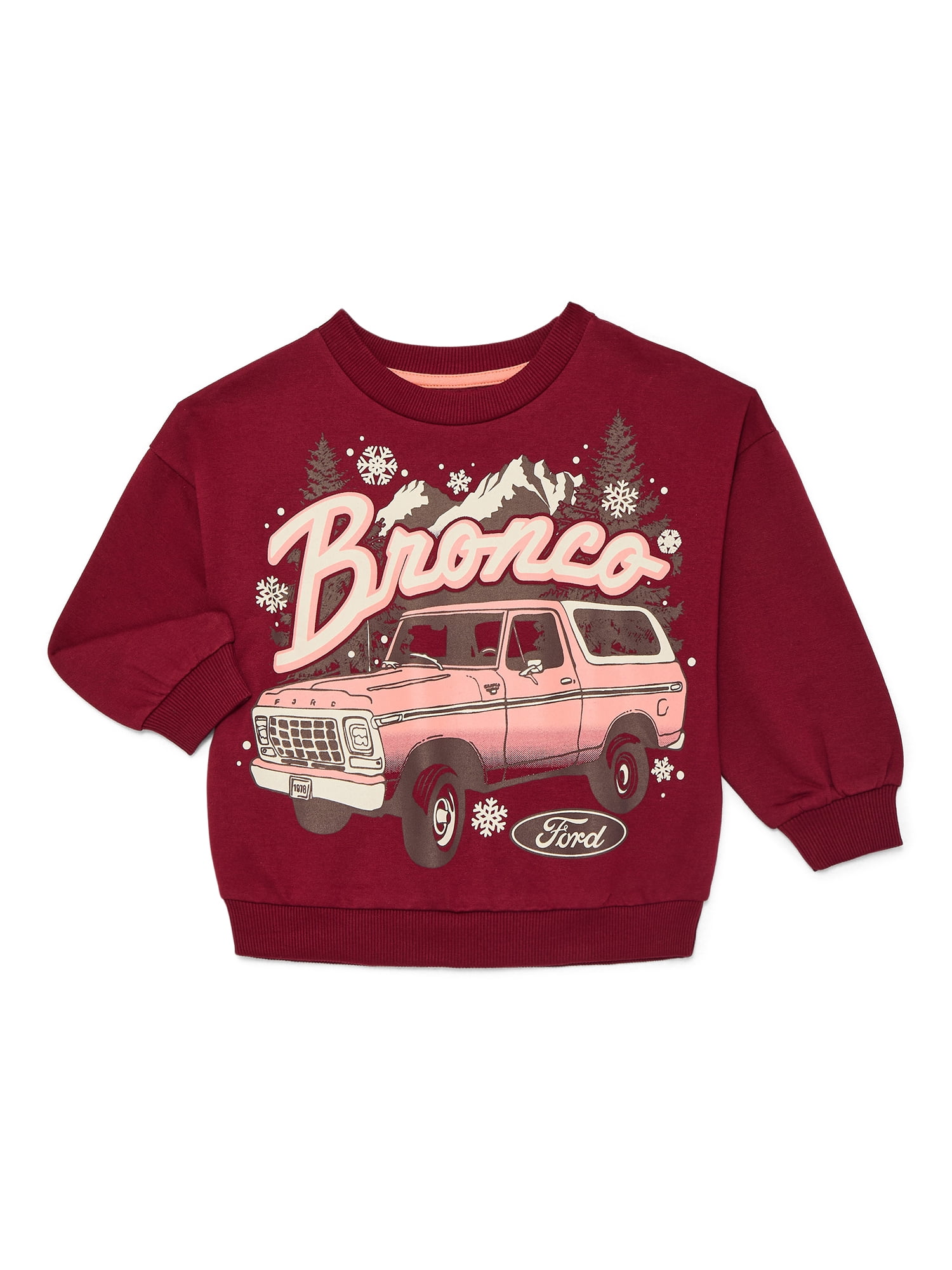 Ford Bronco Toddler Girls Graphic Crewneck Sweatshirt with Long Sleeves, Sizes 12M-5T