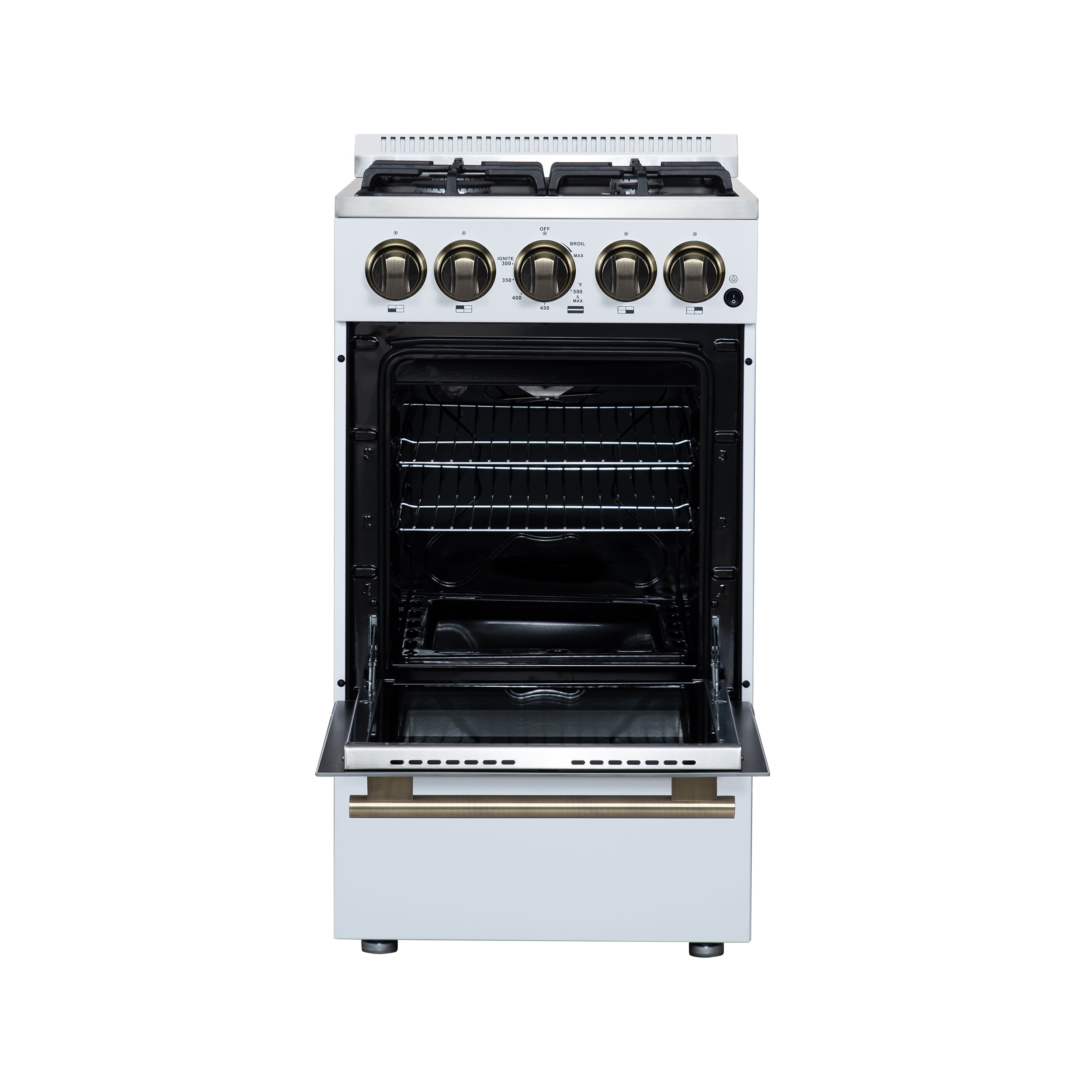 Forno Lamazze 20 Inch Freestanding Gas Range in White, Compact Design