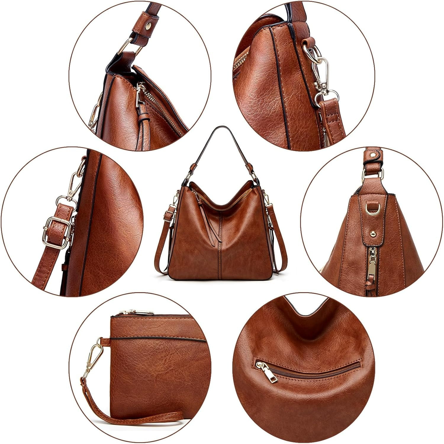 Gmdisc Hobo Bag for Women Crossbody Purse and Handbags Ladies Chic Shoulder Bags, Brown