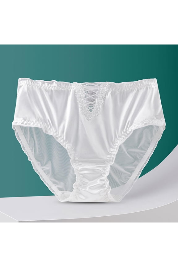 Satin Panties Underwear for Women High Waisted Sexy Underwear G String White Boxer Briefs for Women,XXL