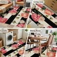 thumbnail image 6 of Area Rugs for Living Room 4x6 Ft, Flower Stripes Non Slip Area Rugs for Kitchen Bedroom Entryway, Black White Geometric Pink Rose Floral Washable Carpet Runner Rug Floor Mats for Bedroom Home Decor, 6 of 9