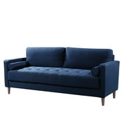 Studio Living Lorelei Mid-Century Modern Cushion Back Upholstered Sofa, Navy