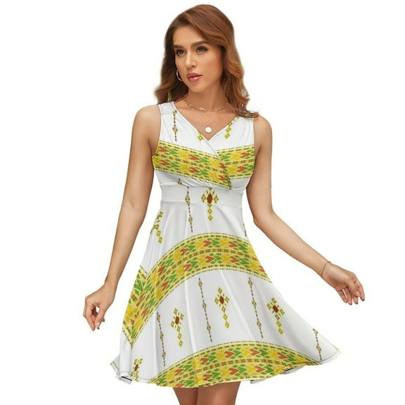 Ethiopian Habesha Tibeb Telet Sleeveless Dress Women Summer Evening Dresses Ladies Sundress