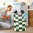 thumbnail image 6 of Geometric Green and White Laundry Basket with Handles 50L Collapsible Laundry Hamper for Bathroom Bedroom Laundry Room, 6 of 7