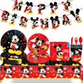 thumbnail image 2 of Juego de vajilla desechable para decoración de fiesta de Mickey Mouse, plato y vaso de papel, mantel para Baby Shower, elementos de recuerdo de fiesta de cumpleaños para niños, 2 of 4