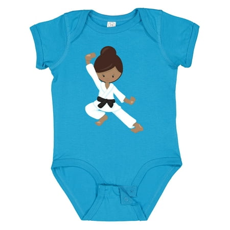 

Inktastic African American Girl Black Belt Karate Pose Girls Baby Bodysuit
