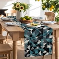 thumbnail image 3 of Teal Black Geometric Table Runner, Modern Art Abstract Vintage Kitchen Table Runners Dress Scarves for Table Decorations Party/Restaurant/Indoor Outdoor Use, 13x90in, 3 of 9