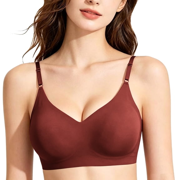 MVRLSH Sports Jelly Bras for Women Wireless V Neck Adjustable Thin Strap Comfort Everyday Underwear Strapless Bra