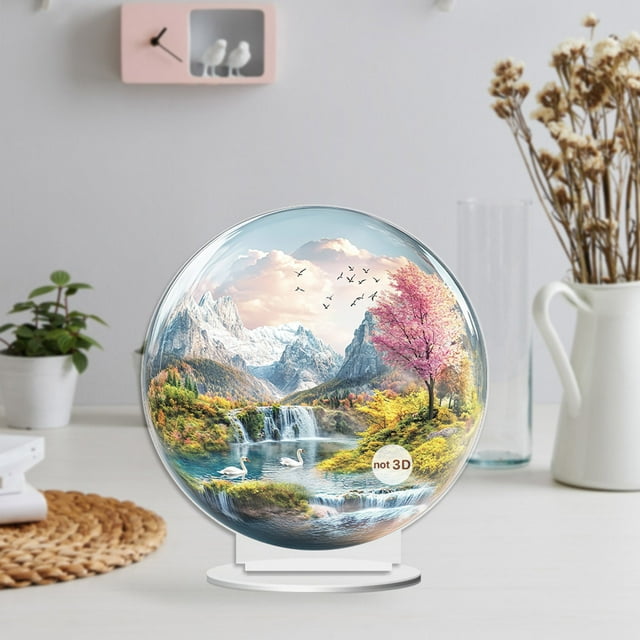 Tyidzon 2D Acrylic Desktop Ornament With Painting In Crystal