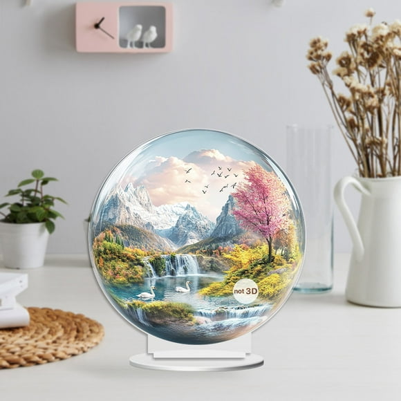 RKSTN Noël decorations Boule de Cristal Paysage Peinture 2D Décoration de Bureau en Acrylique