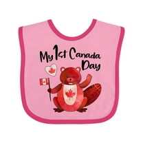 Inktastic My 1st Canada Day with Red and White Maple Leaves Boys or Girls Baby Bib