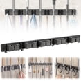 thumbnail image 1 of Organizador de Escobas, Porta Escobas y Trapeadores Pared, Organizador de Pared con 6 Ganchos y 5 Estantes, Colgador de Escobas y Trapeadores para Garaje, Cocina, Baño, Jardín, 1 of 4
