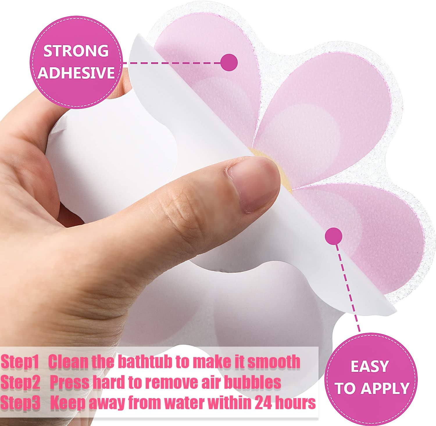 Details about   6pcs Anti Slip Bathtub Stickers Bathroom Flower Self-Adhesive Non Slip Stickers 