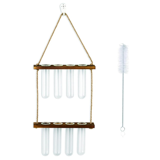 Jarrones De Tubo De Ensayo Propagador De Plantas Hidropónicas Desmontable Simple Elegante Estación De Propagación De Plantas Para Habitación Oficina Balcón Marrón,2 Niveles Inevent HA011389-02B