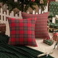 thumbnail image 3 of Pack of 2 Christmas Plaid Decorative Throw Pillow Covers Scottish Tartan Cushion Case for Farmhouse Home Holiday Decor Red and Green, 20 x 20 Inches, 3 of 6