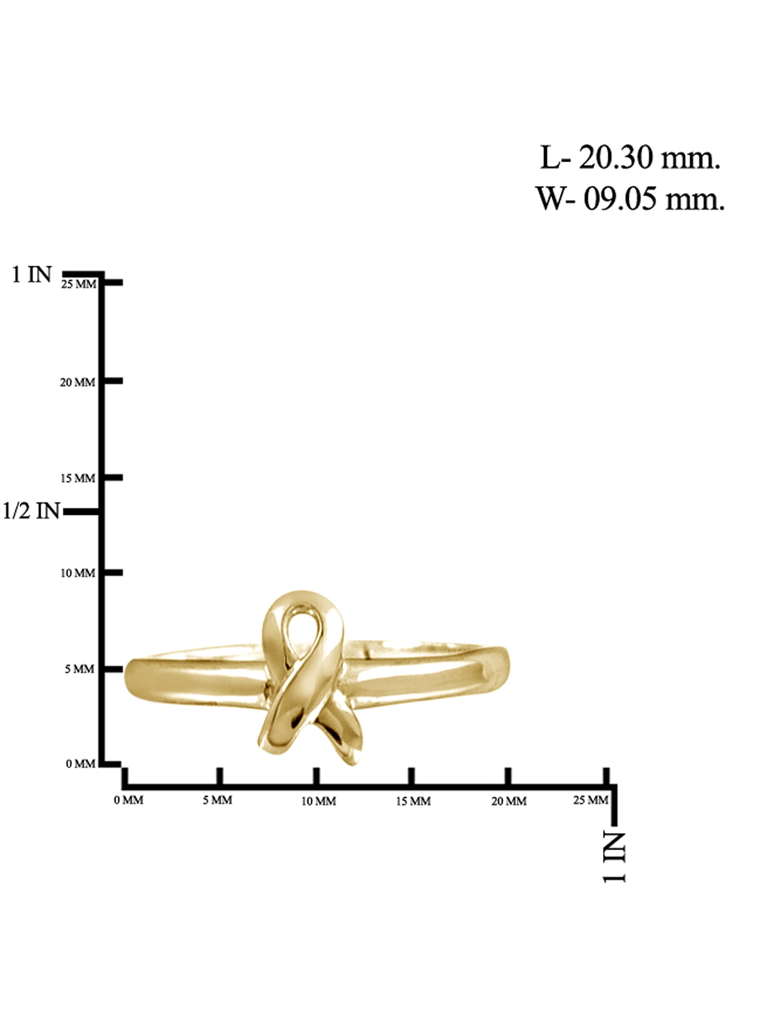 JewelersClub 14K Gold Plated Silver Glam Girl Cancer Ribbon Ring for Women | Dainty 14K Gold Plated Silver Promise Ring For Women | Silver Glam Girl Cancer Ribbon Ring For Women