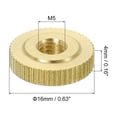 thumbnail image 2 of Uxcell Knurled Thumb Nuts, 6 Pack M5 x D16mm x H4mm Brass Knurl Nut Flat Head Through Hole for 3D Printer Parts, 2 of 5