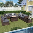 thumbnail image 5 of Sunmthink 11-Piece Outdoor Patio Furniture, Patio Furniture Sets with Fire Pit, Wicker Outdoor Conversation Set and Waterproof Cover, 5 of 9