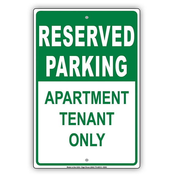 Reserved Parking Apartment Tenant Only Warning Caution Notice Aluminum Metal Sign Plate