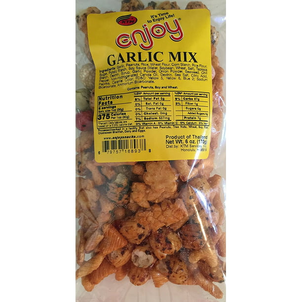 Enjoy Hawaii Snacks Garlic Mix Arare Rice Crackers 6 Ounce Walmart