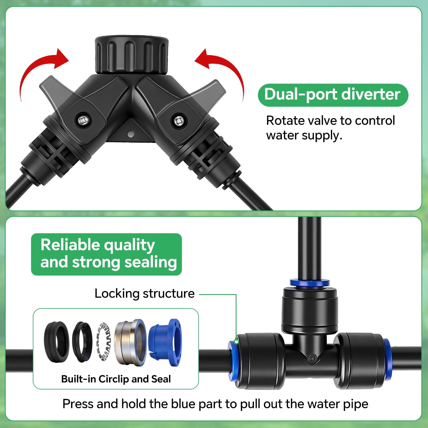 140ft 1/4" Drip Irrigation System For Garden - 30 Adjustable Copper Nozzles  Automatic Atomizing Sprinkler Outdoor Plants Raised Bed Yard Potted & Lawn