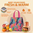 thumbnail image 5 of Pioneer Flower Floral Print Pattern Insulated Lunch Bag for Women & Adults,Large Portable Soft Cooler Lunch Bag,Thermal Food Storage Tote with Pearl Cotton,8.66L,8.75x5.75x9.5 Inch, 5 of 6