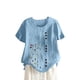 thumbnail image 1 of Camisetas de Manga Corta para las Mujeres Botón de Impresión Casual Cuello Redondo Camiseta Superior, Blusas para las Mujeres Casual, 1 of 4