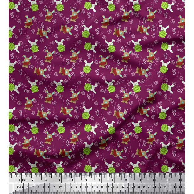 Soimoi Cotton Jersey Fabric Leaves,Watermelon & Rabbit Kids Print Fabric by Yard 58 Inch Wide
