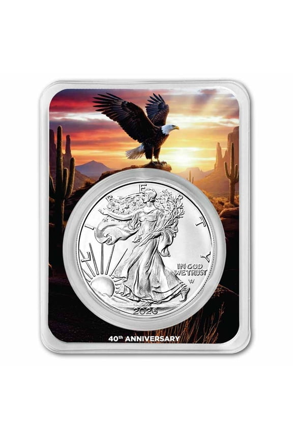 2026 1 oz American Silver Eagle Coin BU 40th Anniversary - WM