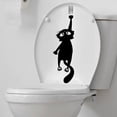 thumbnail image 4 of 1pc Black Cat Toilet Sticker, Cartoon Black Cat Animals Pet Toilet Cover Wall Deocr, For Bathroom Restroom Home Decor Halloween (13.7*4.7inch), 4 of 4