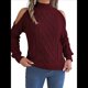 thumbnail image 2 of Suéteres de Mujer con Hombros Descubiertos, Otoño-Invierno 2025, Larga, Suave, Grueso, de Punto , Tops de Jersey. Vino Tinto S, 2 of 10