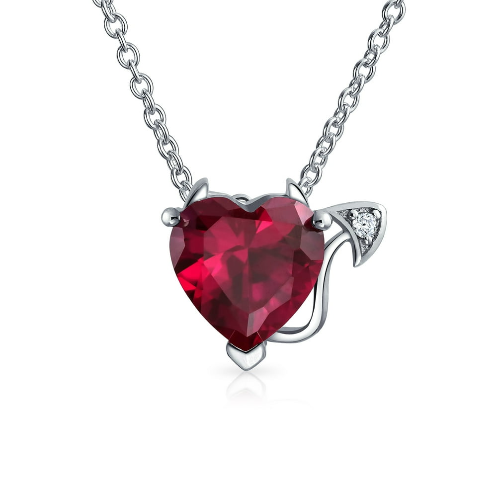 Bling Jewelry Valentine Red Cubic Zirconia CZ Devil Heart Shape