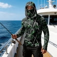 thumbnail image 4 of Men Hooded Long Sleeve Sun Protection Jacket Camouflage Print Lightweight Pullover Outdoor Casual Top with Zipper Pocket, 4 of 7