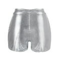 thumbnail image 5 of adviicd Women's Metallic Rave Booty Shorts Shiny High Waisted Bottoms for Dance Festival White, L, 5 of 5