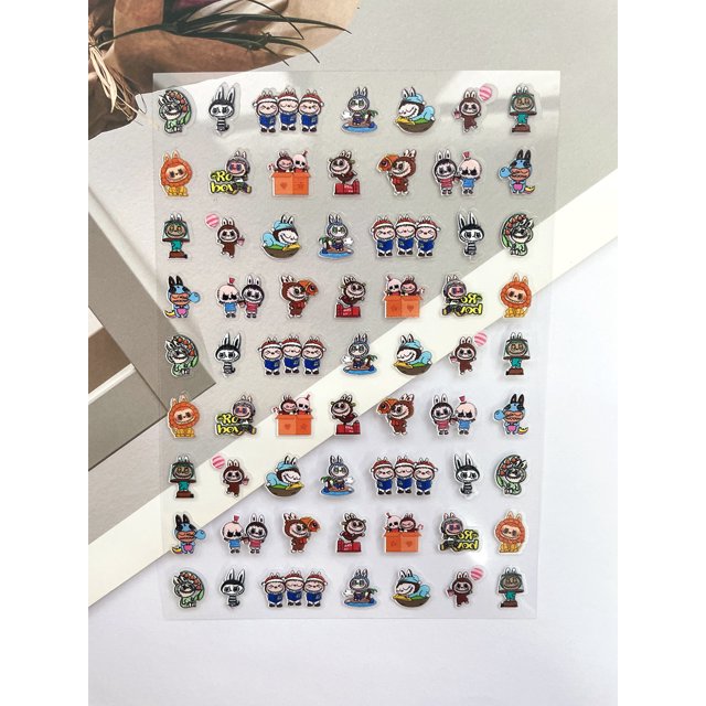 Dibujos animados lindo LABUBU ZIMOMO MOKOKO pegatinas de uñas Diy papelería diario planificador pegatinas álbum de recortes cuaderno pegatinas regalo