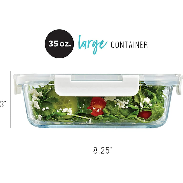 Fit & Fresh Divided Glass Containers,Two Compartments with Locking