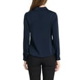thumbnail image 3 of INSPIRE CHIC Women's Satin Top Long Sleeves Elegant V Neck Collar Work Office Blouse XL Navy Blue, 3 of 6