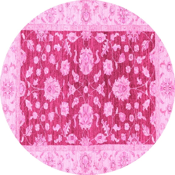 Ahgly Company Indoor Round Oriental Pink Traditional Area Rugs, 6' Round