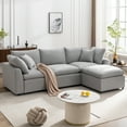 thumbnail image 3 of Harper & Bright Designs L-Shaped Convertible Sectional Sofa with Reversible Sleeper Chaise, Upholstered 3 Seater Corner Couch with Down Filled for Living Room Apartment Office, 104.3" Light Gray, 3 of 12