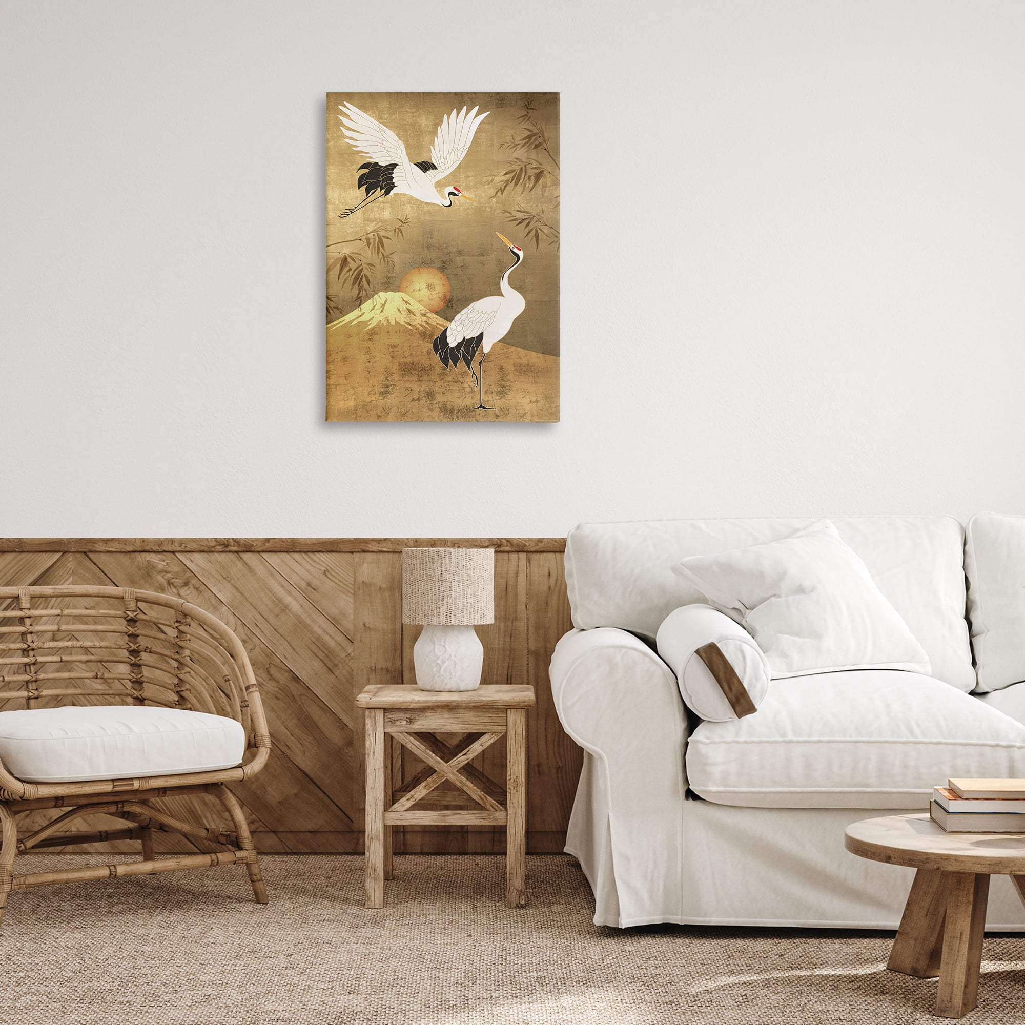 Stupell Industries Traditional Cranes & Mountain Animals Painting Wrapped Canvas Art Print Wall Art, 20 x 30